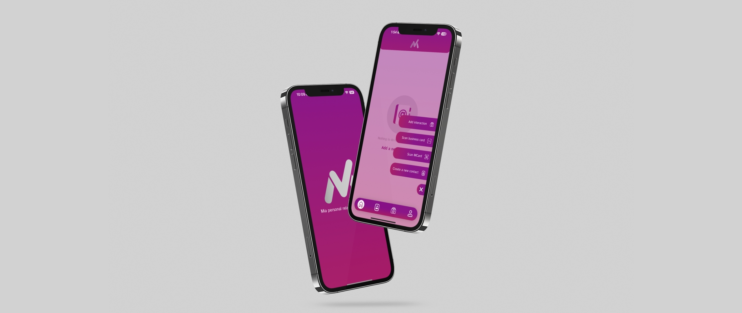 Mia PRM Website Hero - Multiple phones showing the app interface